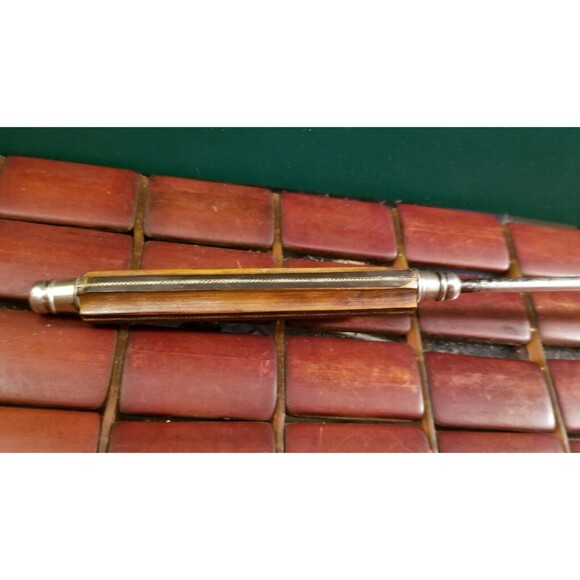 Vintage Candle Snuffer Silver Plate & Wood Set With Horn Inlays 12" Handle - Picture 5 of 6